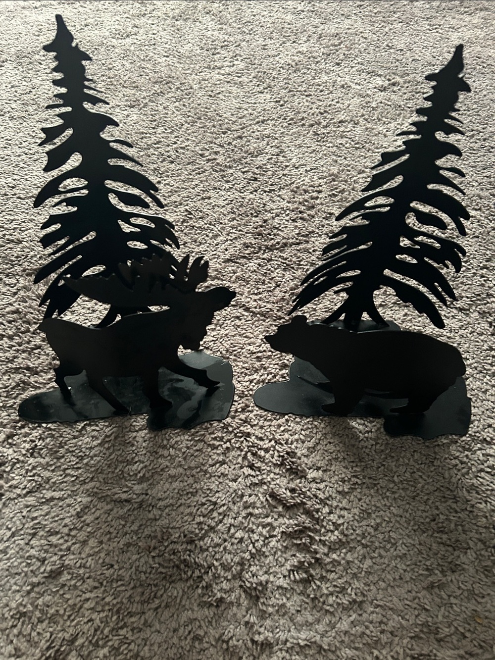 Black Metal Moose & Bear Candle Holder/Bookend/Wall hanger Tree Silhouettes